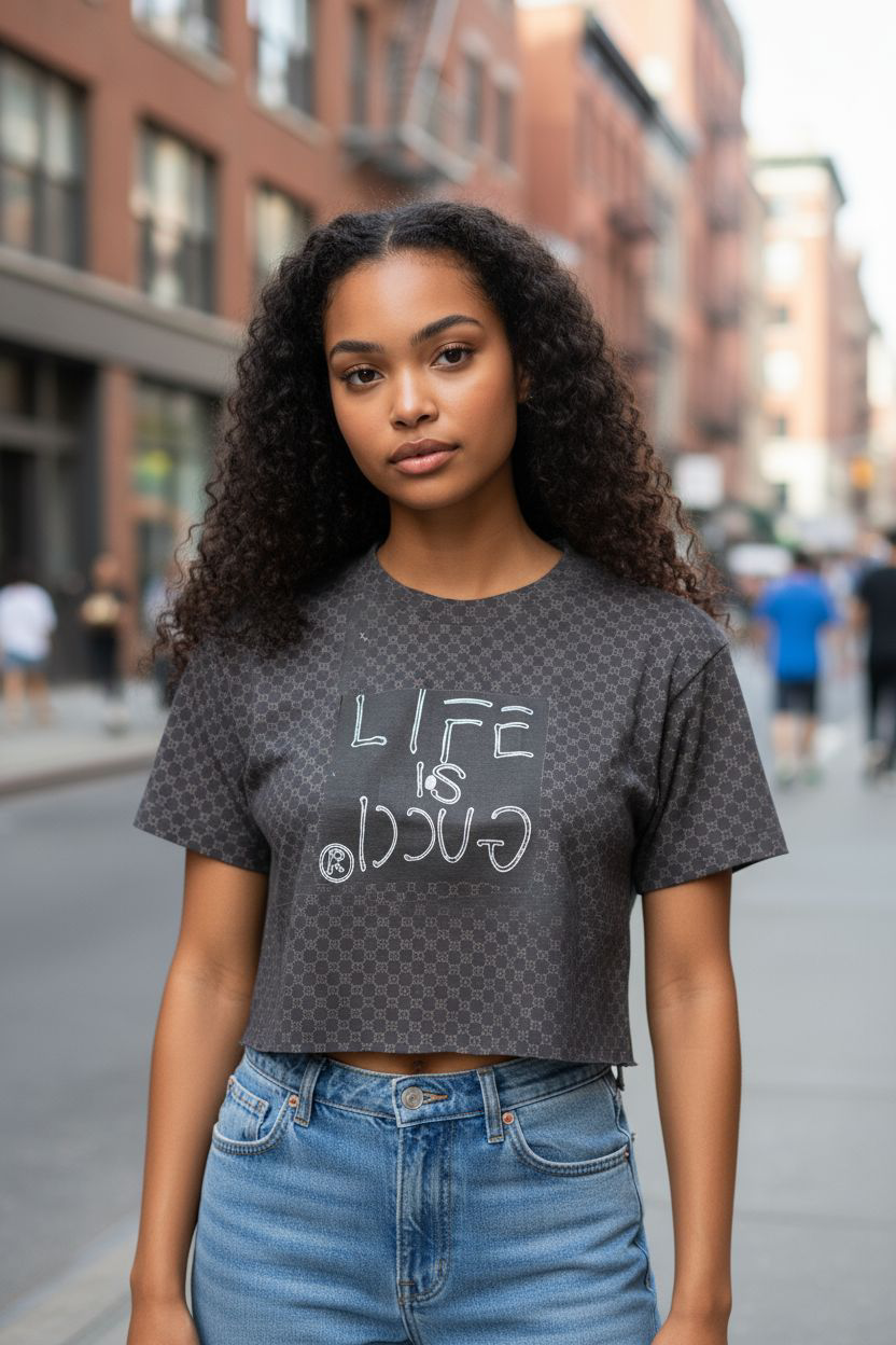 Life is Gucci crop top